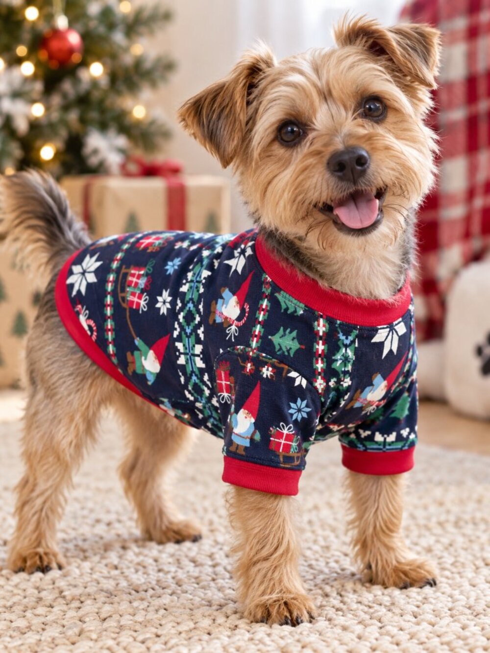 Hanna Andersson Dog Pajamas Small Gnome Christmas Organic Cotton Holiday